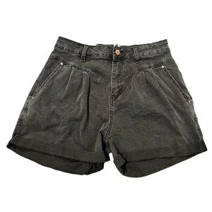 GRACE KARIN dark wash denim fold over shorts